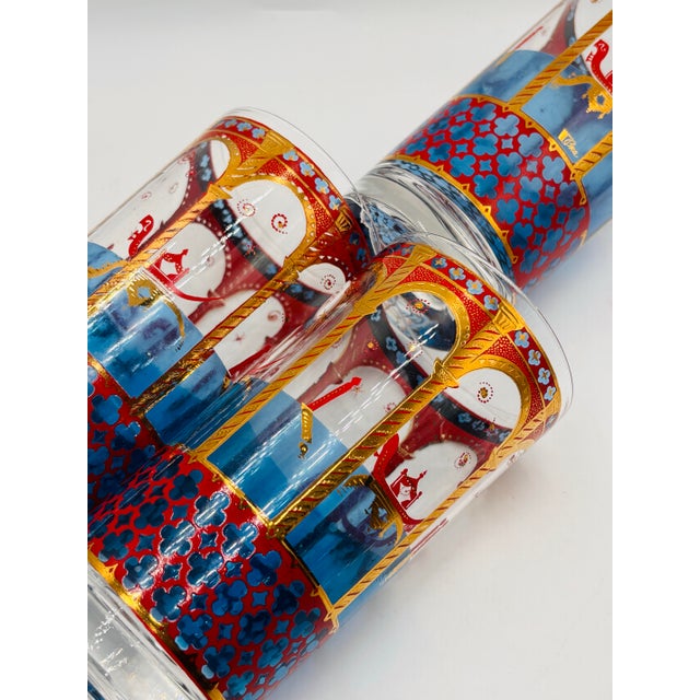 1960s Cera Glass 22k Venice Gondola Italian Glasses- Set of 12 For Sale - Image 5 of 6