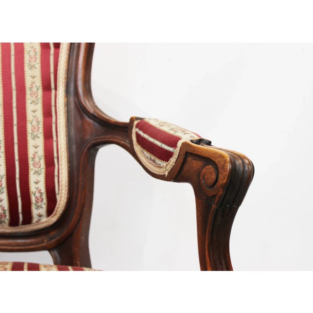 Rococo Armchair of Polished Wood with Carvings, 1890s For Sale - Image 3 of 7