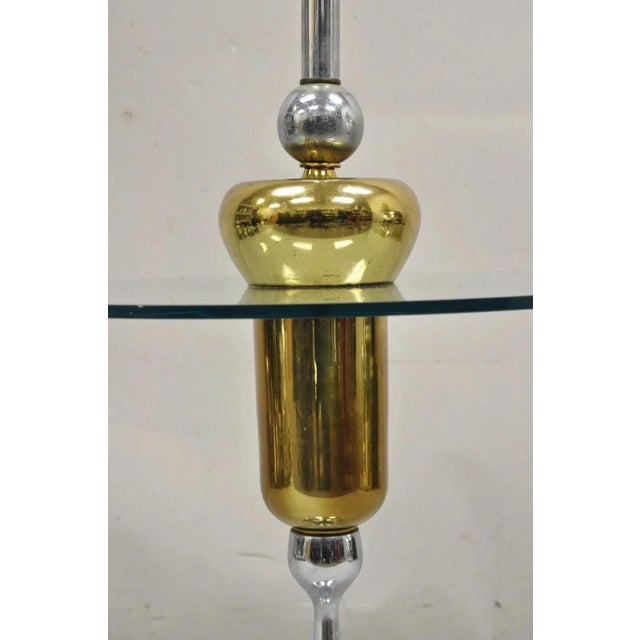 Mid 20th Century Mid Century Modern Space Age Atomic Era Chrome Brass Glass Side Table Floor Lamp For Sale - Image 4 of 12