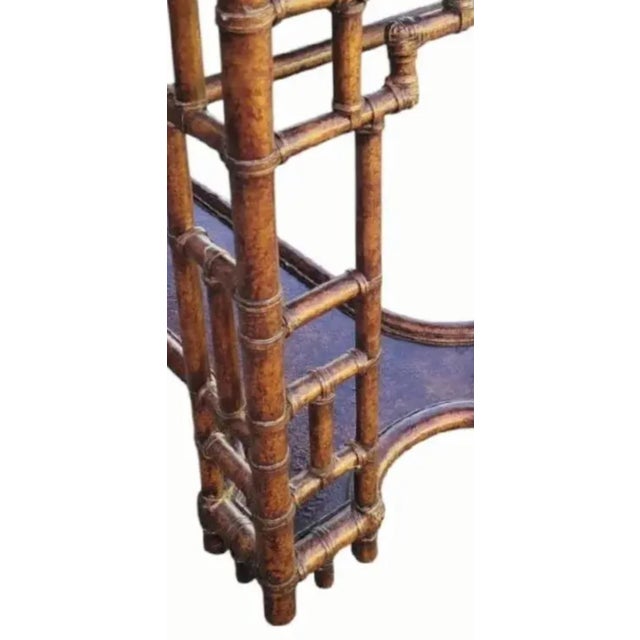 Vintage Chinese Chippendale Lexington Tortoiseshell Bronze Black Extra Long Tessellated Top Console Sofa Table For Sale - Image 14 of 15