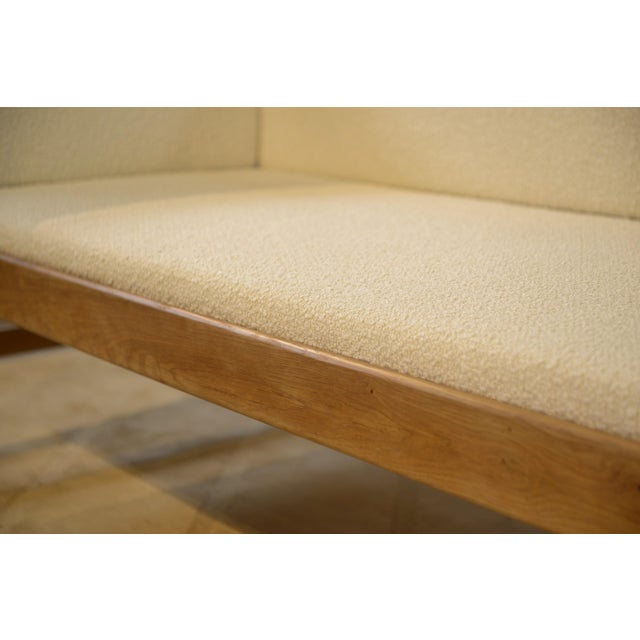 Oak and Ecru Bouclé Sofa by Guillerme et Chambron for Votre Maison, 1960s For Sale - Image 3 of 13
