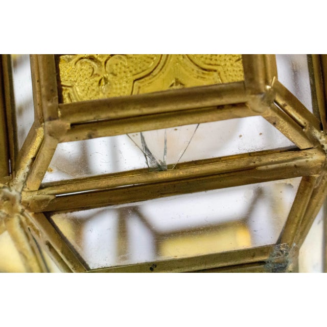 Brass and Glass Faceted Pendant Lamp, France, 1960s For Sale - Image 10 of 12