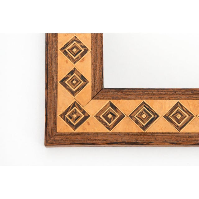 Brown Geometric Brown Wood Marquetry Mirror by Pio Zanotti, Italy, 20th Century For Sale - Image 8 of 14
