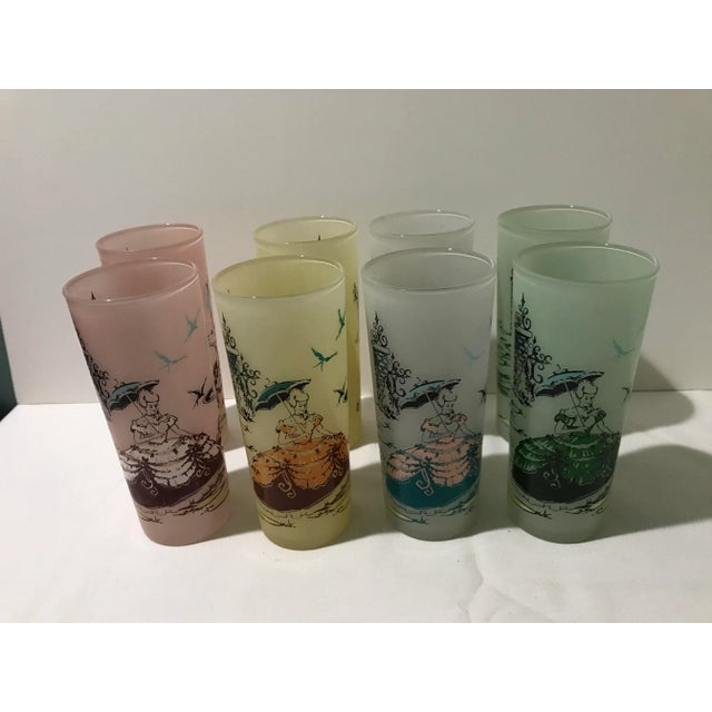 Blue 1950s Libbey Satin Pastel Frosted Victorian Southern Belle Iced Tea Tumblers/Tom Collins - Set of 8 For Sale - Image 8 of 8