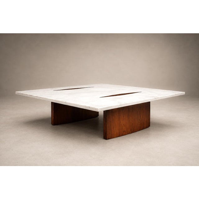 1960s Limestone Coffee Table by Jorge Zalszupin in Rosewood & Marble, Brazil, 1959 For Sale - Image 5 of 18