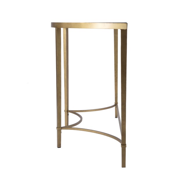 Monica 50 in. W Demilne Glass and Metal Console Table, Antique Gold For Sale In Chicago - Image 6 of 8