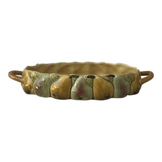 C.1900 Majolica Pears Oval Basket Sarreguemines For Sale