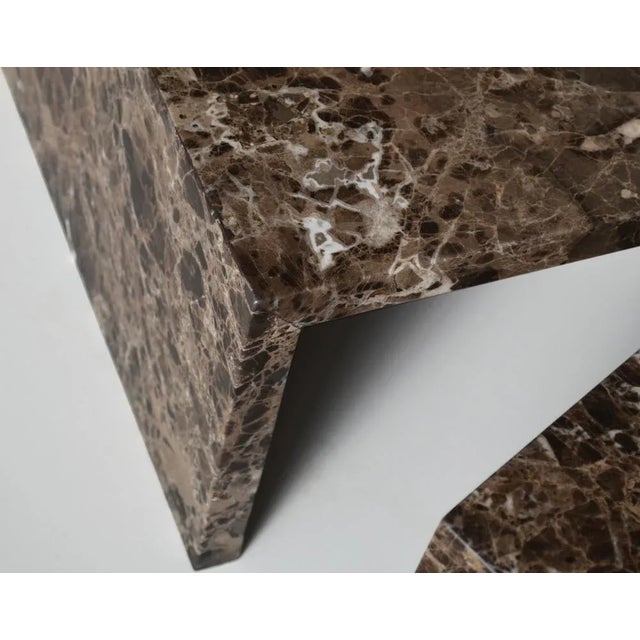 Early 21st Century Italian Brown Emperador Marble Coffee Table from Cupioli Living, Set of 2 For Sale - Image 5 of 6
