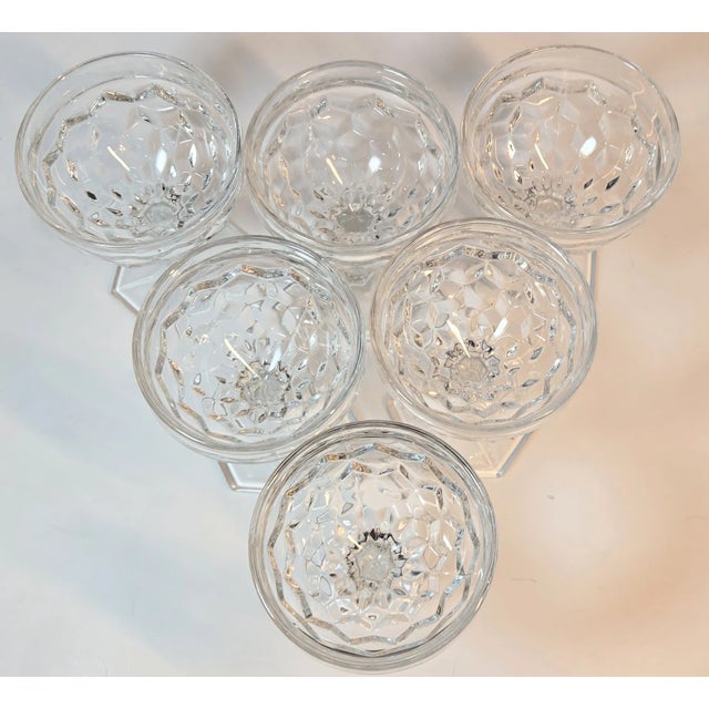 Transparent Icy Honeycomb Champagne Coupes- Set of Six For Sale - Image 8 of 10