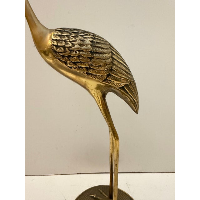 Mid-Century Modern Vintage Korean Brass Crane Sculptures, Pair For Sale - Image 3 of 12