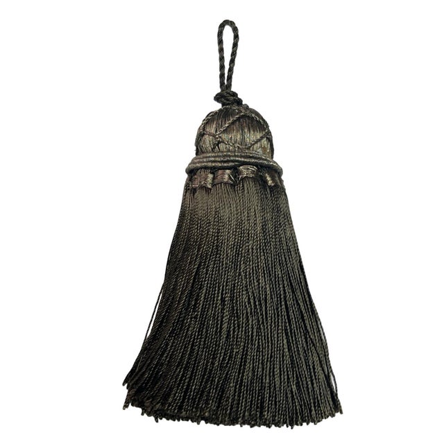 Set of 4 Versailles Style Elegant Hand-Crafted Tassels Accented with Metal Thread Zardozi Embroidered Crown. Note: As...
