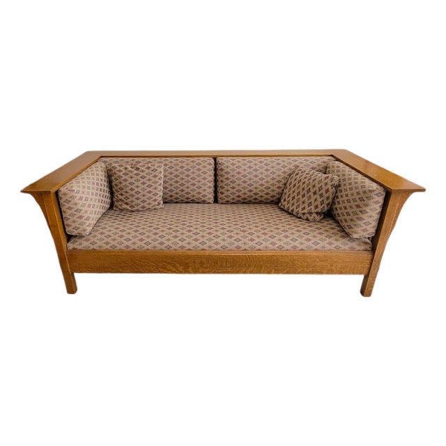 Stickley Mission Prairie Oak Spindle Settle Sofa For Sale