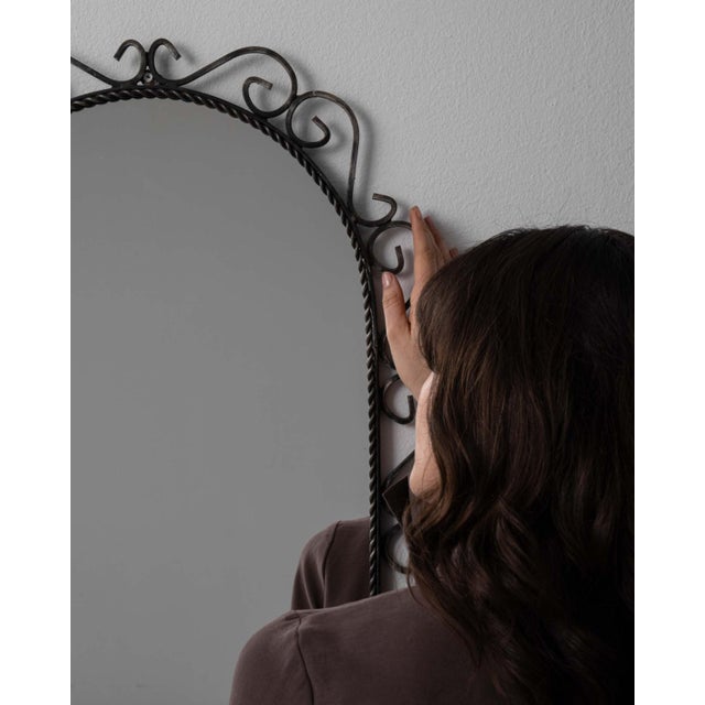 Metal 20th Century French Wrought Iron Wall Mirror For Sale - Image 7 of 11