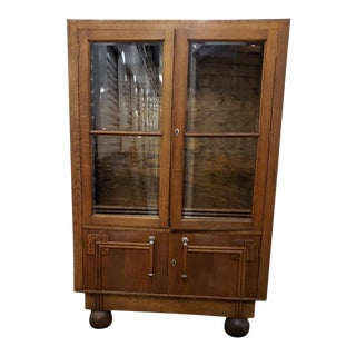 Early 20th Century Art Deco Transitional Oak Bookcase For Sale