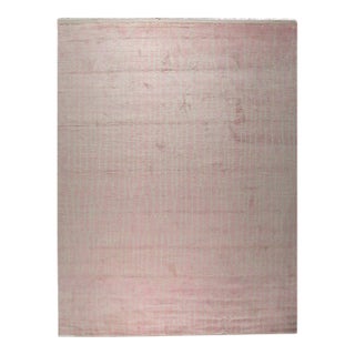 4x12 Rhea Moroccan Pink Geometric Modern Hand Knotted Wool Carpet Rug For Sale