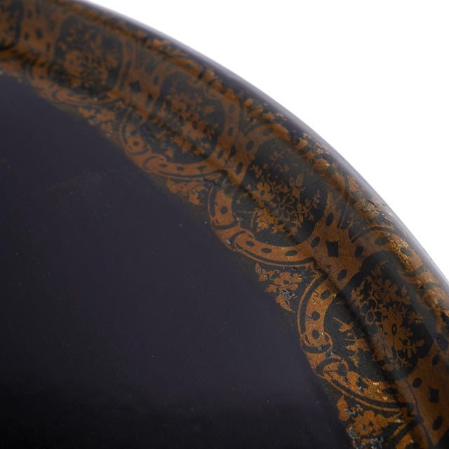 English Oval Rolled Rim Tole Tea Tray, 1840-60 For Sale - Image 4 of 9