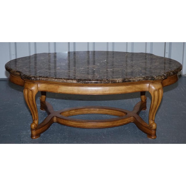 Vintage French Style Coffee Table with Faux Marble Top For Sale - Image 3 of 14
