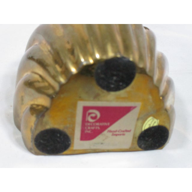 Brass 1970s Solid Brass Art Deco Style Shell Bookends- a Pair For Sale - Image 8 of 9