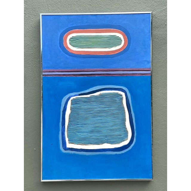 Vintage Aboriginal Mixed Media Abstract on Canvas For Sale - Image 4 of 12