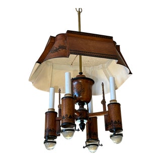 Vintage Italian Neoclassical Tole Bouillotte Chandelier or Light Fixtures. For Sale