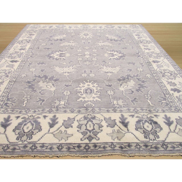 Traditional 9x12 Beautiful Oriental Gray Traditional Floral Hand Knotted Wool Carpet Rug For Sale - Image 3 of 4