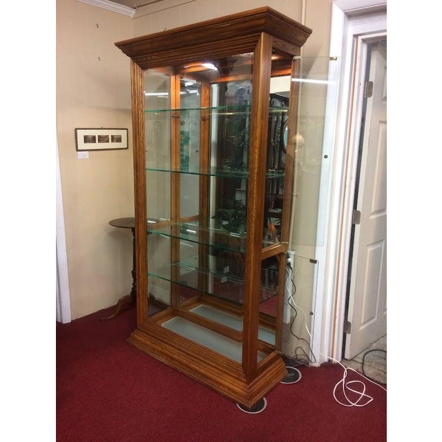 Vintage Curio Cabinet, Lighted Display Case, Oak Wood For Sale - Image 9 of 11