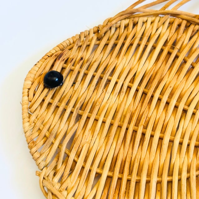 Late 20th Century Vintage Wicker Fish Wall Hangings - Set of 2 For Sale - Image 5 of 11