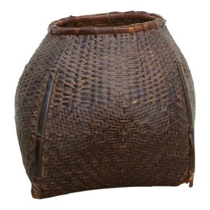 Antique Brown Lacquered Tharu Basket