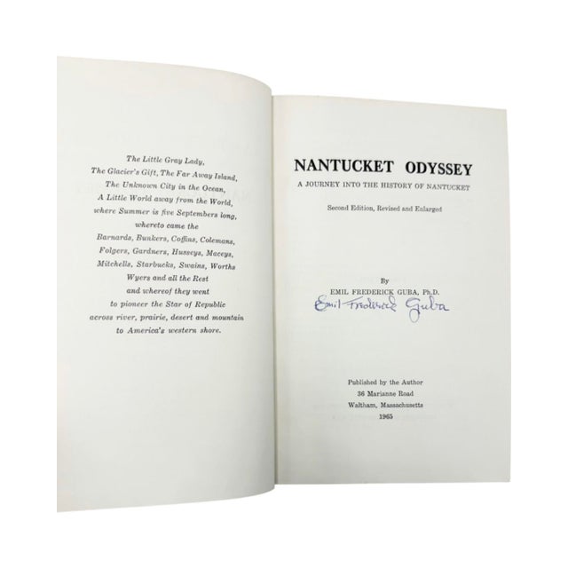 Signed Nantucket Odyssey Emil F Guba 1965 Hardcover Nantucket History For Sale - Image 4 of 12