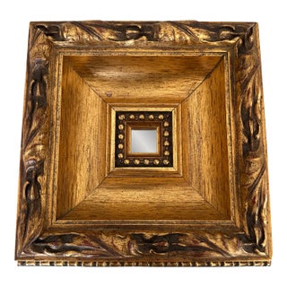 Vintage Italian Petite Gold Leaf Over Wood Mirror For Sale