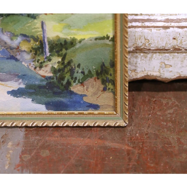 Mid-Century Pair of European Landscape Watercolors Signed Walch, Framed For Sale - Image 12 of 18