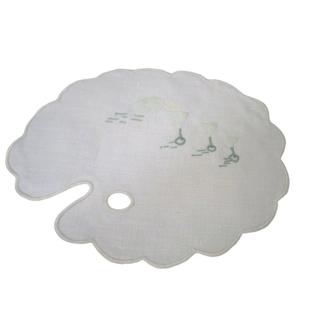 1960s Artist Palette Shaped Cocktail Napkins With Applique Martini Glasses and Shaker- Set of 4 For Sale In Phoenix - Image 6 of 12