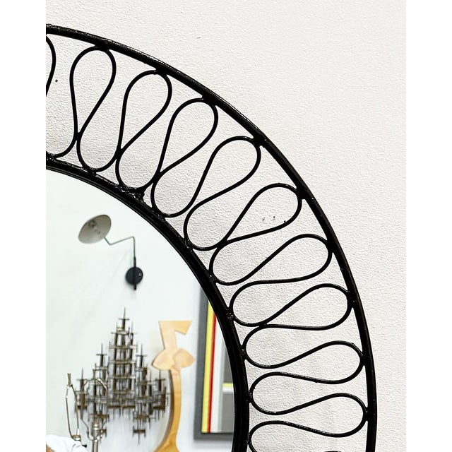 John Salterini Tempestini/Salterini Mid-Century Ribbon Wrought Iron Mirror For Sale - Image 4 of 8