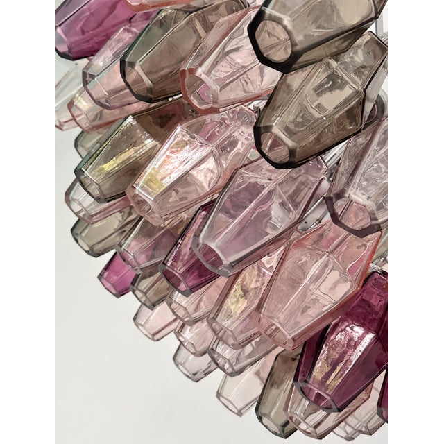 Murano Contemporary Violet “Poliedri” Murano Glass Chandelier in Venini Style For Sale - Image 4 of 8