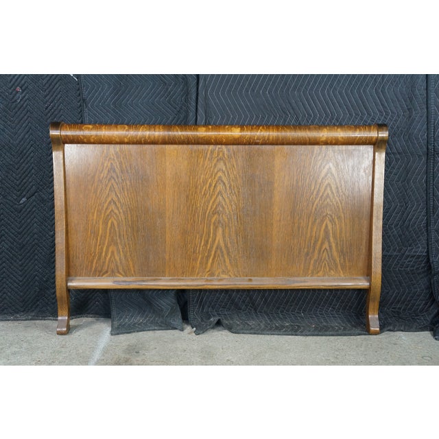 Antique 19th Century Late Victorian Quartersawn Oak Double Full Size Sleigh Bed For Sale - Image 18 of 18