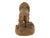 An antique cast bronze sculpture depicting a striding male lion in a dynamic, naturalistic pose with an open maw and a...