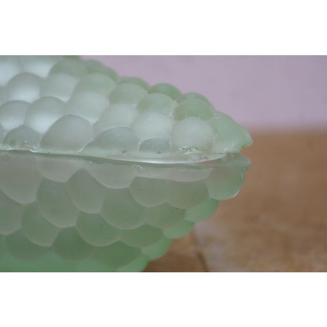 Antique French Green Uranium Glass Grape Cluster Compote Trinket Box 6" For Sale - Image 15 of 16