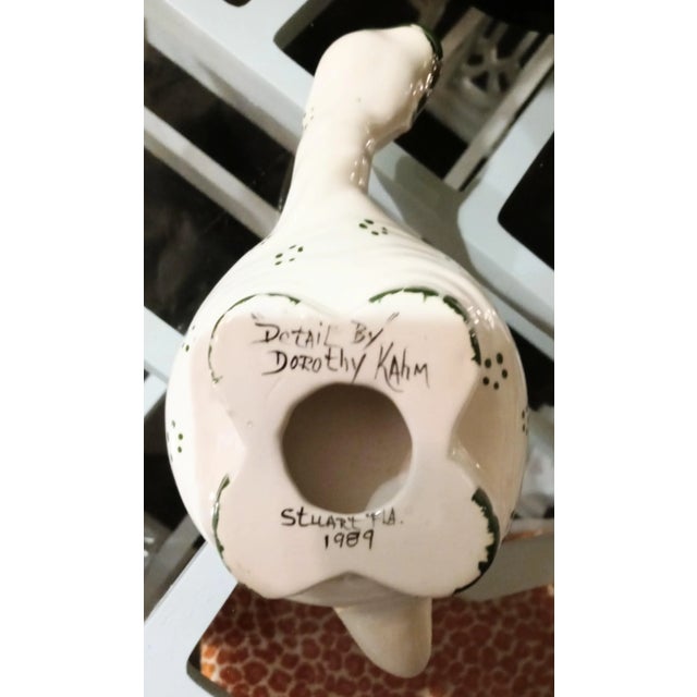 Traditional Vintage Ceramic Turtle Catchall Green White Decorative Room Accent For Sale - Image 3 of 8