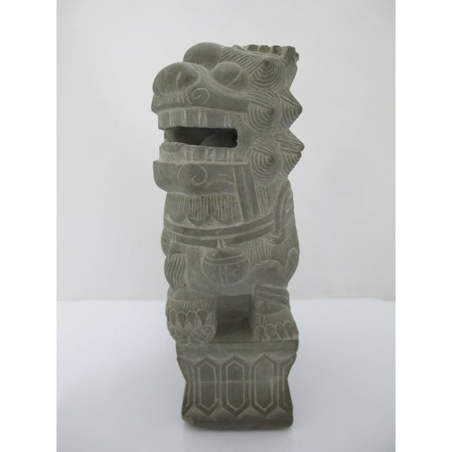 Chinese Carved Stone Foo Dog Guardian Lion With Rattling Ball Statue For Sale In Portland, OR - Image 6 of 10