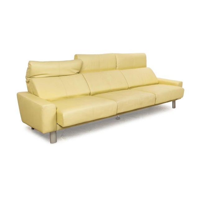 Leather Three-Seater Green Green-Yellow Sofa from Laauser For Sale - Image 6 of 11