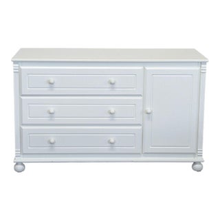 Bellini White Dresser With 3 Drawers and Side Cabinet For Sale