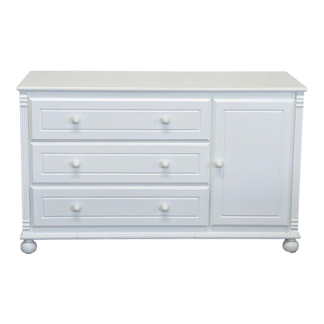 Bellini White Dresser With 3 Drawers and Side Cabinet For Sale