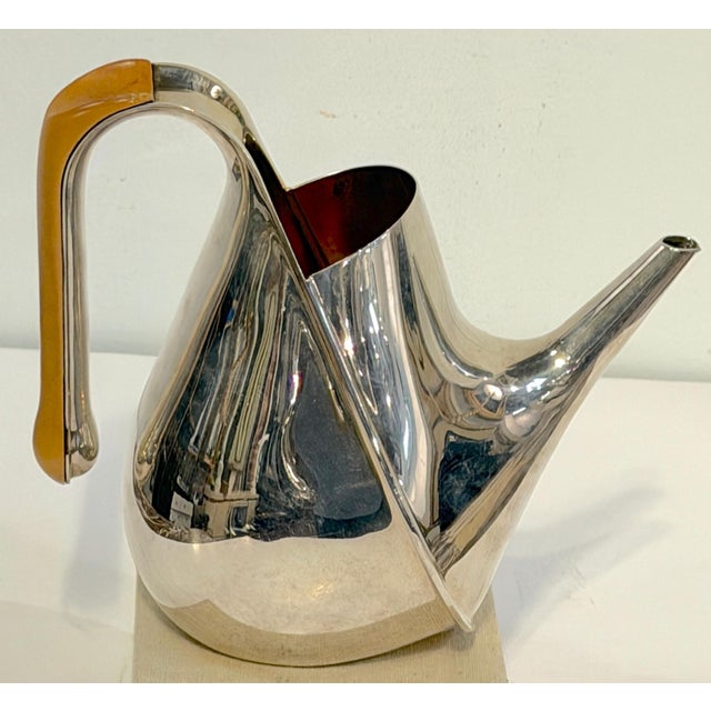 Wood Oscar Tusquets for Alessi Sculptural Silverplate Teapot or Pitcher, 1983 For Sale - Image 7 of 9