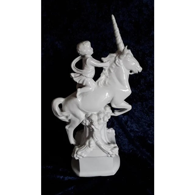 Vintage German Art Deco Unicorn Rider Sculpture by Ens Volksstedt Rudolstadt, 1920s For Sale - Image 9 of 9