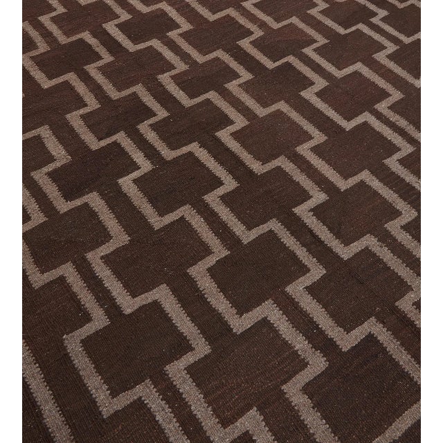 MANSOUR 2010s Modern Handwoven Wool Flatweave Rug For Sale - Image 4 of 8