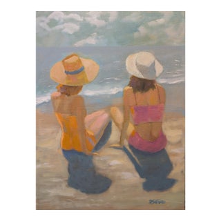 Two Sun Hats - Ladeis at the Beach in the Summer Sun For Sale