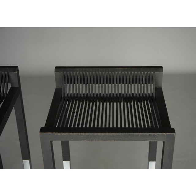 Black Minimalist Bar Stools by Ruud Jan Kokke, 1980s, Set of 2 For Sale - Image 8 of 18