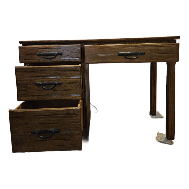 Late 20th Century Ranch Oak Writing Desk and Chair For Sale