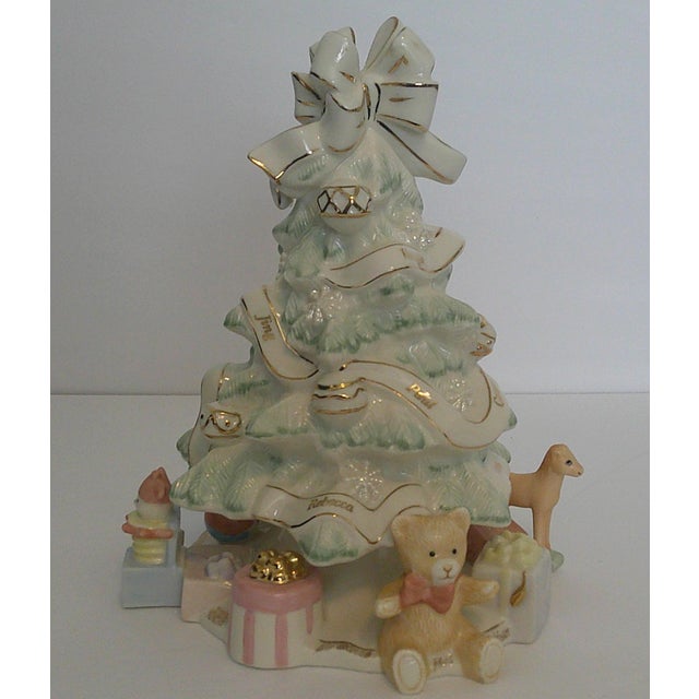 Traditional Lenox Holiday Traditions Porcelain Christmas Tree W/Toys & Gifts 9" For Sale - Image 3 of 11