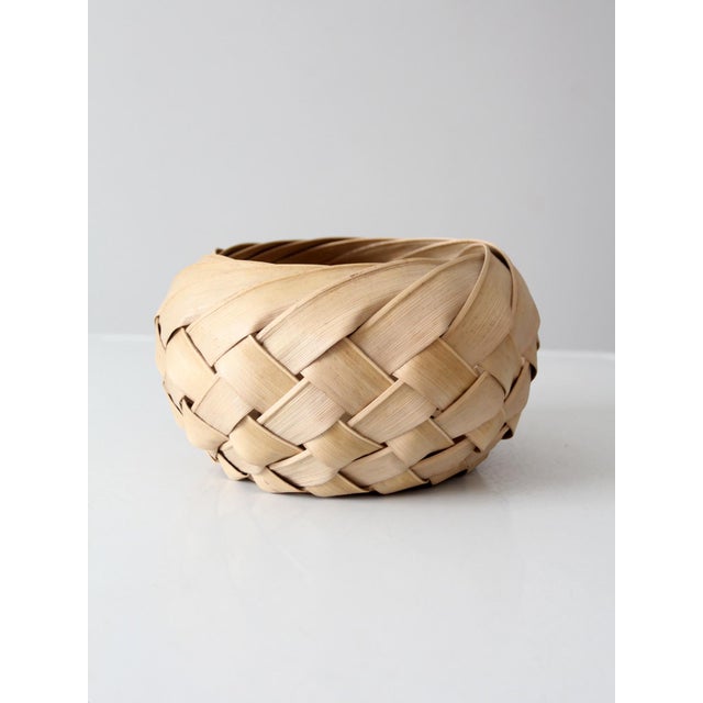 Vintage Palm Frond Basket Bowl For Sale - Image 6 of 7